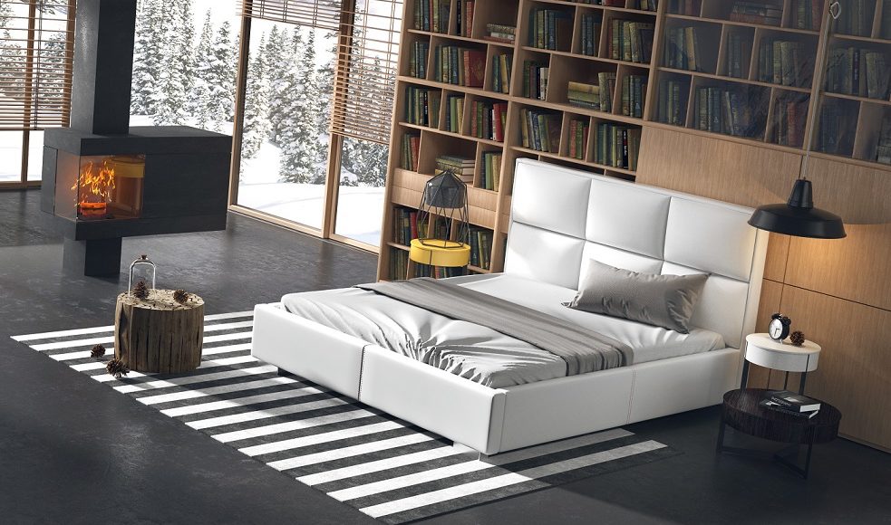 łóżko tapicerowane quadro plus - biała tapicerka